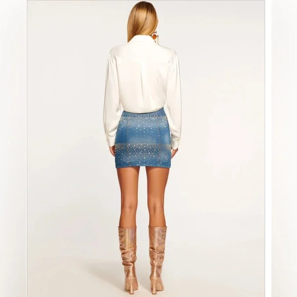 RAMY BROOK***Zelda Studded Mini Denim Skirt***US 4 $385 - Picture 3 of 3